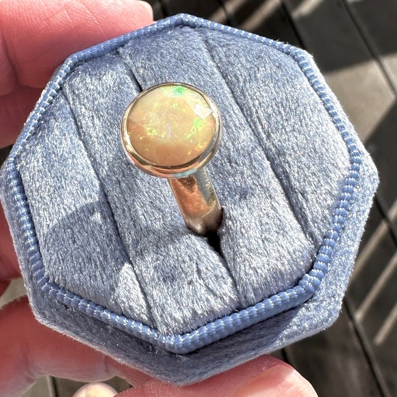 Ethiopian Opal Set in Handmade 14k Gold Ring - Picture 14 of 15